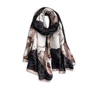 LumiSyne Damen Baumwoll Leinen Schal Buchstaben Blume Gedruckt Mode Stil Damenschals Leicht Und Weich Lange Halstucher Große Schal Warme Sonnenschut Stola Wraps Ganzjährig