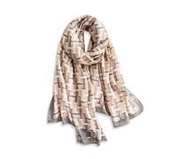 LumiSyne Damen Baumwoll Leinen Schal Buchstaben Blume Gedruckt Mode Stil Damenschals Leicht Und Weich Lange Halstucher Große Schal Warme Sonnenschut Stola Wraps Ganzjährig