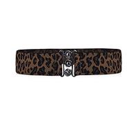 LumiSyne Damen Breit Elastisch Gürtel Stretch Taillengürtel Mode Legierungs Schnalle Flach Schnalle Atmungsaktiv Leinwand Einstellbar Gürtel Vintage Leopard Hüftgurt Für Anzugkleid Kleid Hemd