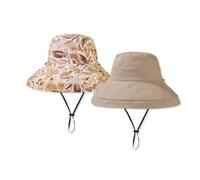 LumiSyne Damen Sonnenhut Mit Breiter Krempe UPF 50+ Wendbarer Fischerhut Einfarbig/Blumendruck Atmungsaktive Baumwolle Eimerhut Mit Abnehmbare Kinnband Floppy Faltbar Sommerhut Für Strand Urlaub Reise