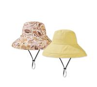 LumiSyne Damen Sonnenhut Mit Breiter Krempe UPF 50+ Wendbarer Fischerhut Einfarbig/Blumendruck Atmungsaktive Baumwolle Eimerhut Mit Abnehmbare Kinnband Floppy Faltbar Sommerhut Für Strand Urlaub Reise