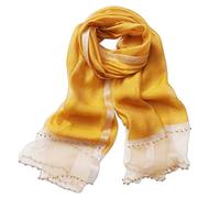 LumiSyne Frühling Seiden Chiffon Schal Damen Einfarbiger Halstücher Mode Seide Mit Tüll Perlen Dekoration Langer Seidentuch Sonnenschutz Schals Tücher Stola