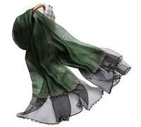 LumiSyne Frühling Seiden Chiffon Schal Damen Einfarbiger Halstücher Mode Seide Mit Tüll Perlen Dekoration Langer Seidentuch Sonnenschutz Schals Tücher Stola