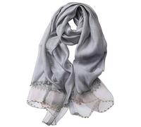 LumiSyne Frühling Seiden Chiffon Schal Damen Einfarbiger Halstücher Mode Seide Mit Tüll Perlen Dekoration Langer Seidentuch Sonnenschutz Schals Tücher Stola