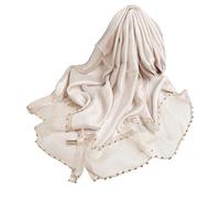 LumiSyne Frühling Seiden Chiffon Schal Damen Einfarbiger Halstücher Mode Seide Mit Tüll Perlen Dekoration Langer Seidentuch Sonnenschutz Schals Tücher Stola