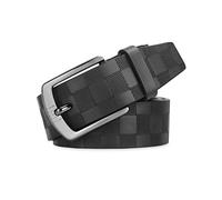 LumiSyne Herren Ledergürtel Schachbrett Prägung Echtledergürtel Mit Dornschließe Verstellbarer Breiter Gürtel Lässiger/Business Stil Gürtel Für Jeans Anzug Hosen