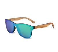 LumiSyne Holz Sonnenbrille Polarisiert Für Herren Damen Mode Verspiegelt Brille Einteilige Linse Randlos Rahmen UV400 Schutz Mit Brillenetui Für Fahren Sport Reise