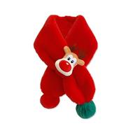 LumiSyne Kinder Weihnachtsschal Für Mädchen Jungen Einfacher Durchziehen Pelzkragen Schal Flauschig Rentier Puppe Und Pompom Niedlicher Winter Halstuch Plüsch Kreuz Halswärmer