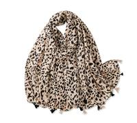 LumiSyne Leopardenmuster Schal Für Damen Baumwolle Leinen Gefühl Schal Mit Quaste Tierdruck Patchwork Ethnischer Stil Langer Große Schal Leicht Warme Schultertuch Stola Wrap