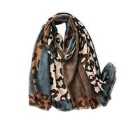 LumiSyne Leopardenmuster Schal für Damen - Mode Animal Print Baumwolle Leinen Mit Fransen/Quaste - Langer Großer Leichter Warmer Schultertuch Stola