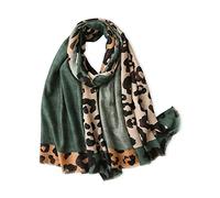 LumiSyne Leopardenmuster Schal für Damen - Mode Animal Print Baumwolle Leinen Mit Fransen/Quaste - Langer Großer Leichter Warmer Schultertuch Stola