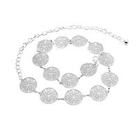 LumiSyne Mode Kettengürtel Für Damen Vintage Durchbrochene Geschnitzte Metallring Taillengürtel Gold Silber Einstellbare Schnalle Langer Hüftgurt Kleid Gürtel Körperkette