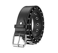 LumiSyne Nietengürtel Für Damen Herren Punk Rock Nietengürtel Schwarz Ledergürtel Mit Silber Metall Dekoration Gothic Kleidung Zubehör Personalisierte Gürtel Für Jeans Hip Hop Faschingskostüme