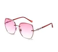 LumiSyne Randlos Sonnenbrille Damen Diamant Schneiden Transparente Verlaufsgläser Strasssteine Verziert Rahmen UV400 Übergroß Sonnenbrille Rahmenlos(Rosa)