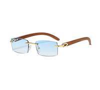 LumiSyne Rechteck Randlose Sonnenbrille Herren Damen Holz Bügeln Farbverlauf Linsen Ultra-Small Frame UV 400 Schutz Blendschutz Retro Quadratische Brille Für Dekoration Fahren Reisen