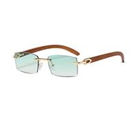 LumiSyne Rechteck Randlose Sonnenbrille Herren Damen Holz Bügeln Farbverlauf Linsen Ultra-Small Frame UV 400 Schutz Blendschutz Retro Quadratische Brille Für Dekoration Fahren Reisen
