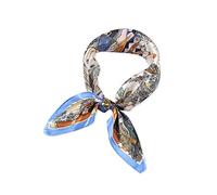 LumiSyne Retro Seidenschal Damen Künstlerisch Gedruckte Serie Kopftuch -Romantik Exotische- Hochwertige Satin Seide Quadratischer Schal Bandana Kopfschmuck Haarband Senior Zubehör (Blau Tier)