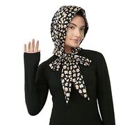 LumiSyne Satin Kopftuch Damen Hijab Leopardenmuster Ethnischer Stil Kopfbedeckung Dekorative Halstuch Headwear Turban Bandana Winddicht Sonnenschutz Schal Für Outdoor Reisen Strand