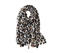 LumiSyne Schal Für Damen Mode Leopard Animal Print Klassisches Vintage Schal Baumwolle Leinen Mit Fransen/Quaste Langer Warme Halstücher Sonnencreme Stola Ganzjährig