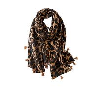 LumiSyne Schal Für Damen Mode Leopard Animal Print Klassisches Vintage Schal Baumwolle Leinen Mit Fransen/Quaste Langer Warme Halstücher Sonnencreme Stola Ganzjährig