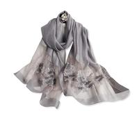 LumiSyne Seidenschal Chiffon Schal Für Damen Perlen Stickerei Blumen Muster Transparenter Tüll Leichte Weich Lange Halstücher Sonnenschutz Stola Durchsichtiger Schal Frühling Herbst