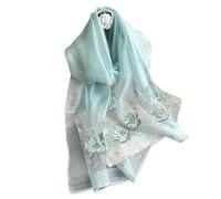 LumiSyne Seidenschal Chiffon Schal Für Damen Zarte Lotus Blumen Stickerei Transparenter Tüll Leichte Weich Lange Halstücher Sonnenschutz Stola Durchsichtiger Schal Frühling Herbst