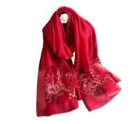 LumiSyne Seidenschal Chiffon Schal Für Damen Zarte Lotus Blumen Stickerei Transparenter Tüll Leichte Weich Lange Halstücher Sonnenschutz Stola Durchsichtiger Schal Frühling Herbst