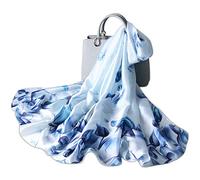 LumiSyne Seidenschal Damen Blume Gedruckt Muster Mode Eleganten Stil Warme Weich Seidentuch Lange Halstücher Sonnencreme Stola Ganzjährig