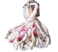 LumiSyne Seidenschal Damen Blume Gedruckt Muster Mode Eleganten Stil Warme Weich Seidentuch Lange Halstücher Sonnencreme Stola Ganzjährig