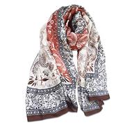 LumiSyne Seidenschal Damen Blume Gedruckt Muster Mode Eleganten Stil Warme Weich Seidentuch Lange Halstücher Sonnencreme Stola Ganzjährig