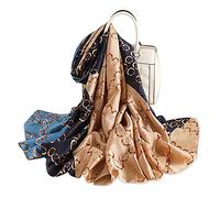 LumiSyne Seidenschal Damen Blume Gedruckt Muster Mode Eleganten Stil Weicher Hautfreundlicher Warmer Seidentuch Lange Halstücher Sonnencreme Stola All Season