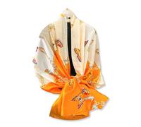 LumiSyne Seidenschal Damen Bunte Blumen Schmetterling Muster Mode Eleganten Stil Lange Große Schals Leicht Warme Halstücher Stola Sonnencreme Kopftuch Strand Wrap Ganzjährig