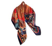 LumiSyne Seidenschal Damen Große Quadratischer Schals Blumen Baum Gedruckt Animal Muster Retro Stil Satin Kopftuch Sonnencreme Stola Dekoration Vierecktuch Bandana Kopfschmuck Haarband 110×110cm