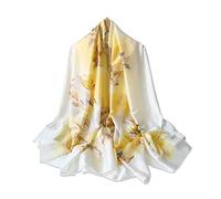 LumiSyne Seidenschal Damen Kamelie Blätter Gedruckt Bunte Ölgemälde Muster Romantisch Künstlerisch Stil Lange Große Schals Leicht Warme Halstücher Stola Sonnencreme Kopftuch Strand Wrap Ganzjährig