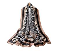 LumiSyne Seidenschal Damen Mode Klassisch Blume Gedruckt Hahnentritt Muster Warmer Seidentuch Lange Leicht Halstücher Sonnencreme Stola All Season