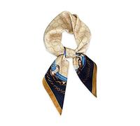 LumiSyne Seidenschal Damen Quadratischer Schal 70×70cm Retro Gedruckt Geometrisch Kette Monogram Muster Leicht Satin Vierecktuch Multifunktionales Halstuch Kopftuch Bandana Kopfschmuck Haarband