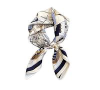 LumiSyne Seidenschal Damen Quadratischer Schal 70×70cm Retro Gedruckt Geometrisch Kette Monogram Muster Leicht Satin Vierecktuch Multifunktionales Halstuch Kopftuch Bandana Kopfschmuck Haarband