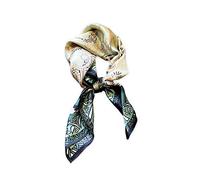 LumiSyne Seidenschal Damen Quadratischer Schal 70×70cm Retro Gedruckt Geometrisch Kette Monogram Muster Leicht Satin Vierecktuch Multifunktionales Halstuch Kopftuch Bandana Kopfschmuck Haarband