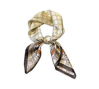 LumiSyne Seidenschal Damen Quadratischer Schal 70×70cm Retro Gedruckt Geometrisch Kette Monogram Muster Leicht Satin Vierecktuch Multifunktionales Halstuch Kopftuch Bandana Kopfschmuck Haarband