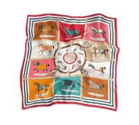 LumiSyne Seidenschal Damen Quadratischer Schal Vintage Pferd Muster Leicht Satin Kleiner Vierecktuch Multifunktional Halstuch Bandana Kopfschmuck Haarschal Griff Wrap Ribbon 53×53cm