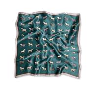 LumiSyne Seidenschal Damen Quadratischer Schal Vintage Pferd Muster Leicht Satin Kleiner Vierecktuch Multifunktional Halstuch Bandana Kopfschmuck Haarschal Griff Wrap Ribbon 53×53cm