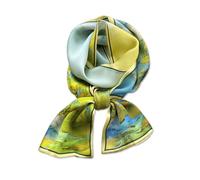 LumiSyne Seidenschal Damen Schmaler Blume Blätter Gedruckt Bunte Gemälde Muster Satin Skinny Lange Halstuch Leicht Seidentuch Dekorative Bandana Kopfschmuck Stirnbänder Haarband Ribbon