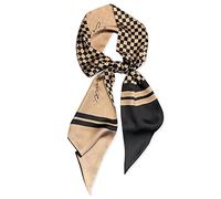 LumiSyne Seidenschal Damen Skinny Schal Schachbrett Kariert Gedruckt Buchstaben Muster Klassische Retro Stil Lange Krawatte Schal Leicht Schmaler Halstuch Bandana Kopfschmuck Griff Wrap Ribbon