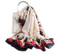 LumiSyne Seidenschal Damen Vintage Bedrucktes Halstuch Mode Eleganter Stil Groß Seidentuch Warm Weich Stola Kopftücher Pashmina Sonnenschut Kap Ganzjährig