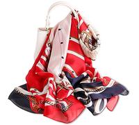 LumiSyne Seidenschal Damen Vintage Bedrucktes Halstuch Mode Eleganter Stil Groß Seidentuch Warm Weich Stola Kopftücher Pashmina Sonnenschut Kap Ganzjährig