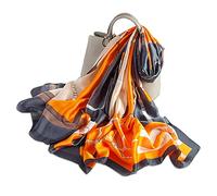 LumiSyne Seidenschal Damen Vintage Gemälde Muster Sonnenblume Blumen Ethnischer Stil Langer Seidentuch Großer Tücher Strandwickelkleid Sonnenschutz Stola Warm Weich Ganzjährig