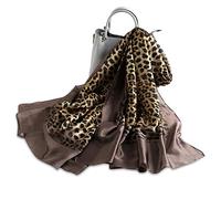 LumiSyne Seidenschal Damen Warm Weich Seidentuch Herbst Winter Animal Print Schal Leopard Pfau Pferd Muster Lange Halstücher Sonnenschut Stola Ganzjährig