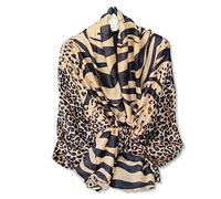 LumiSyne Seidenschal Damen Warm Weich Seidentuch Herbst Winter Animal Print Schal Leopard Pfau Pferd Muster Lange Halstücher Sonnenschut Stola Ganzjährig