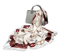 LumiSyne Seidenschal Damen Warm Weich Seidentuch Herbst Winter Retro Gedruckt Geometrisch Streifen Muster Weich Warm Lange Halstücher Sonnenschut Stola Ganzjährig