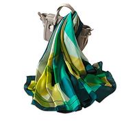 LumiSyne Seidenschal Damen Warm Weich Seidentuch Herbst Winter Retro Gedruckt Geometrisch Streifen Muster Weich Warm Lange Halstücher Sonnenschut Stola Ganzjährig